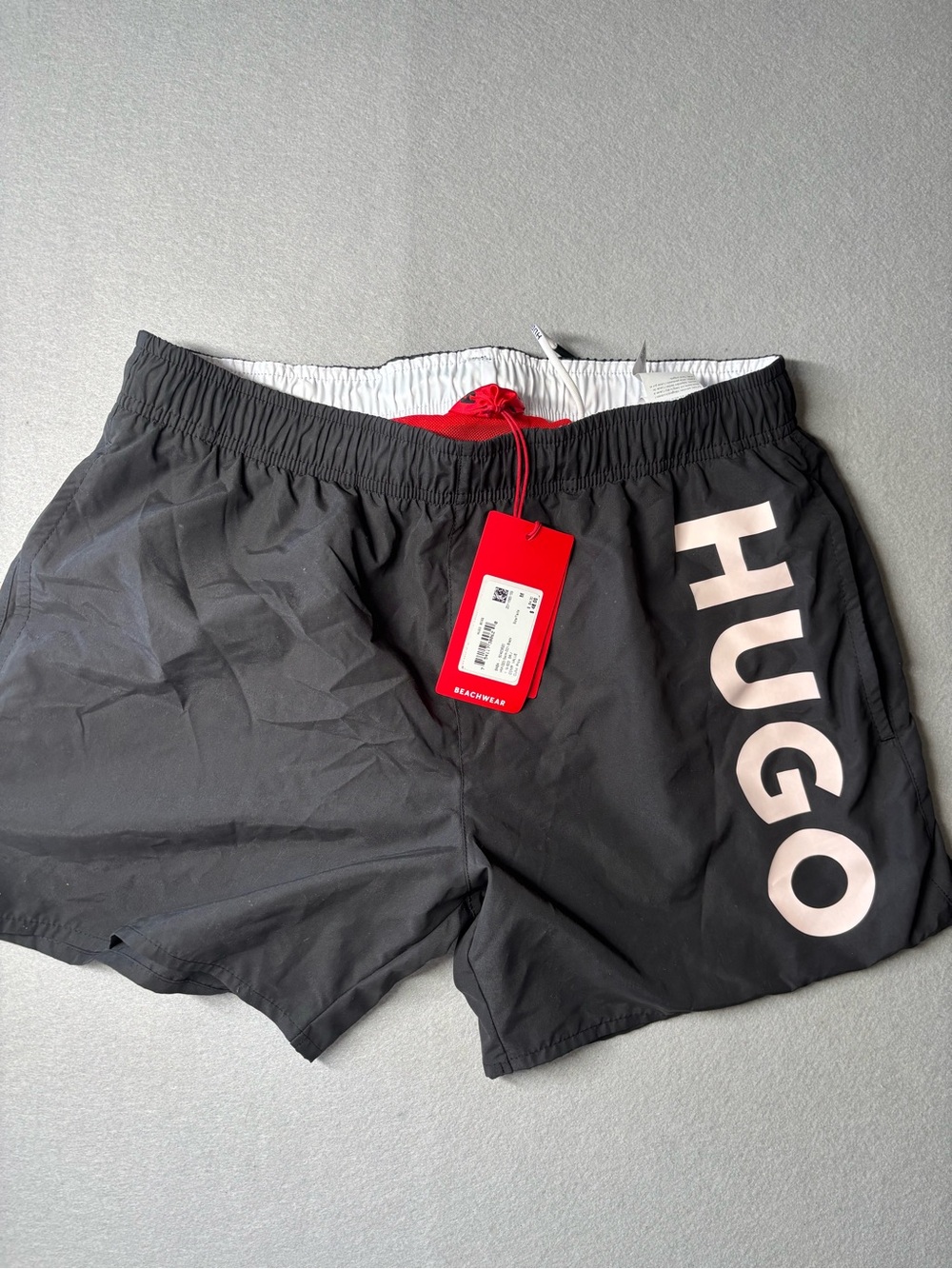 Saba Black Swim Trunks with Pink Logo